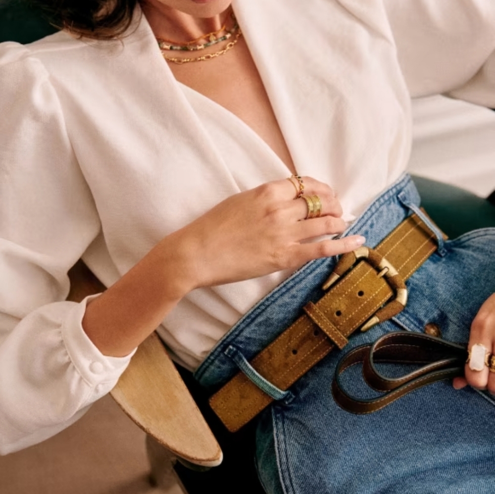 NWT Sezane Sophie Suede Belt in Taupe, 80 cm - Picture 5 of 6